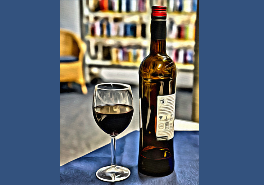 Foto Weinflasche mit Weinglas